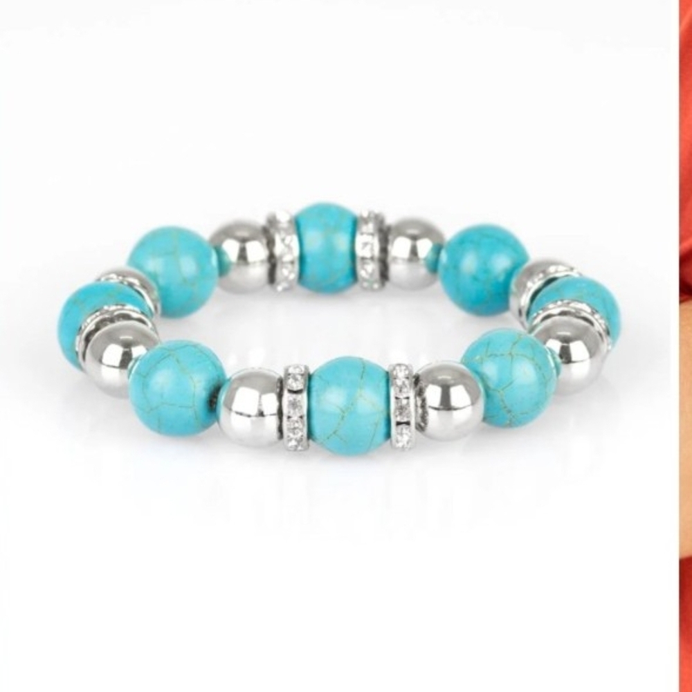 Paparazzi Turquoise and Silver Bracelet Ruling Class Radiance Blue Fashion Jewel